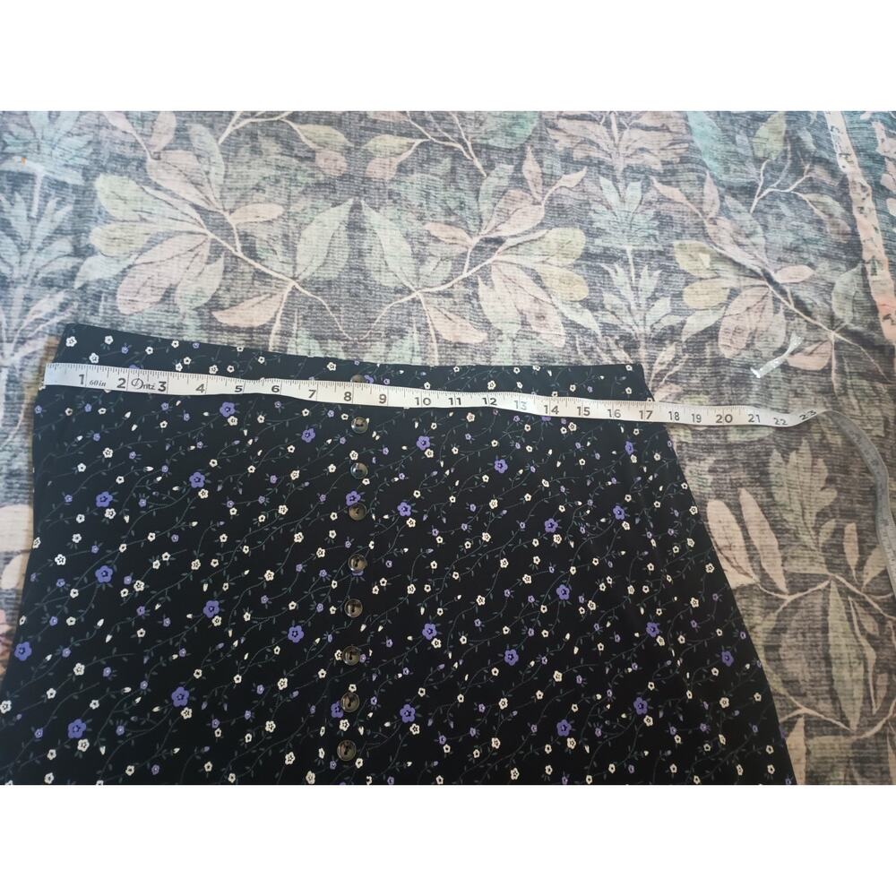 Vtg Briggs Dark Cottagecore Floral Maxi Skirt XL Button Slit Whimsigoth Y2K 90s - Picture 9 of 10